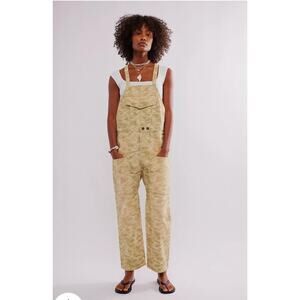 Free People We The Free Way It Goes Camo Harem Overalls Small NEW